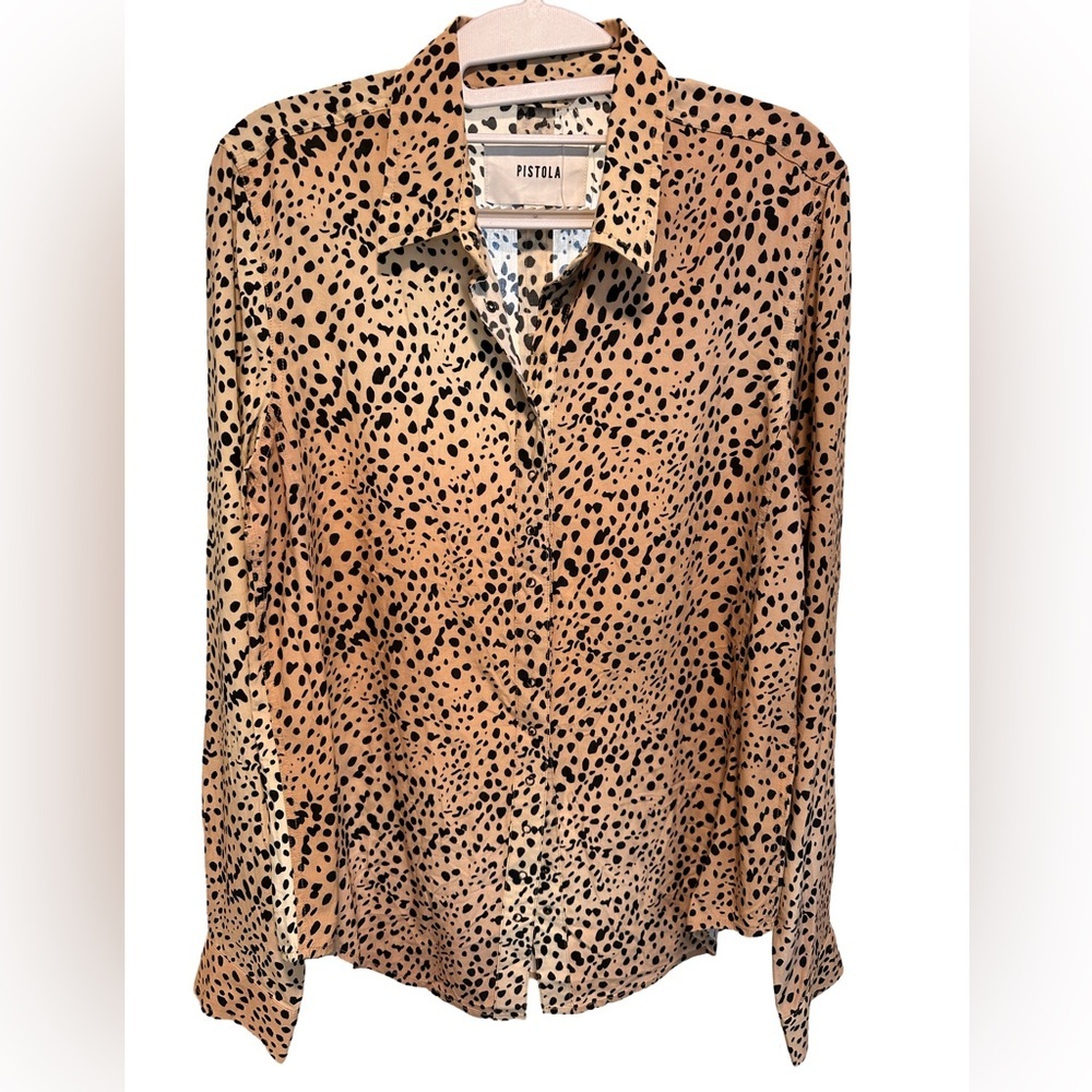 Pistola NWOT Cheetah Print Snap Shirt Size Small - Picture 1 of 4